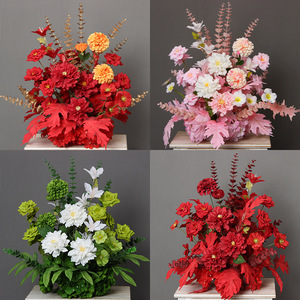 Arreglo de Flores Artificiales, Flores de Seda y Plástico Mixtas, Eucalipto, Centro de Mesa para Bodas, Decoración del Hogar - Product Image 4