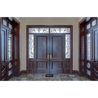 Porte d'entrée en bois moderne de haute qualité avec panneaux latéraux, fabrication d'origine, pour extérieur