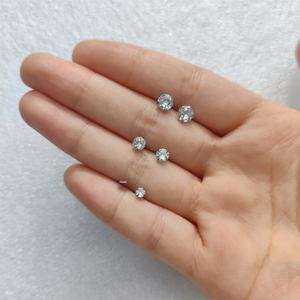 F136 <b>Titanium</b> Zircon <b>Stud</b> Earrings with Butterfly Clasp Hypoallergenic Unisex Gold Rose Gold Vibrant Colors & Black Plating - Product Image 2