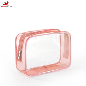 Bulk Custom logo Transparent Pvc pink <b>Makeup</b> <b>case</b> Pouch Travel Toiletry clear Cosmetic Bag with Zipper RTS Bulk Mixed Order - Product Image 1