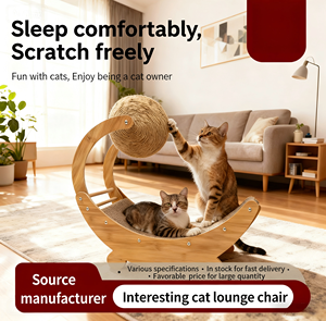 Rascador para Gatos en Forma de Barco Lunar de 49 cm, Madera Natural y Sisal, Construcción Duradera, Fácil de Montar, Juguete Seguro para Gatos - Product Image 3