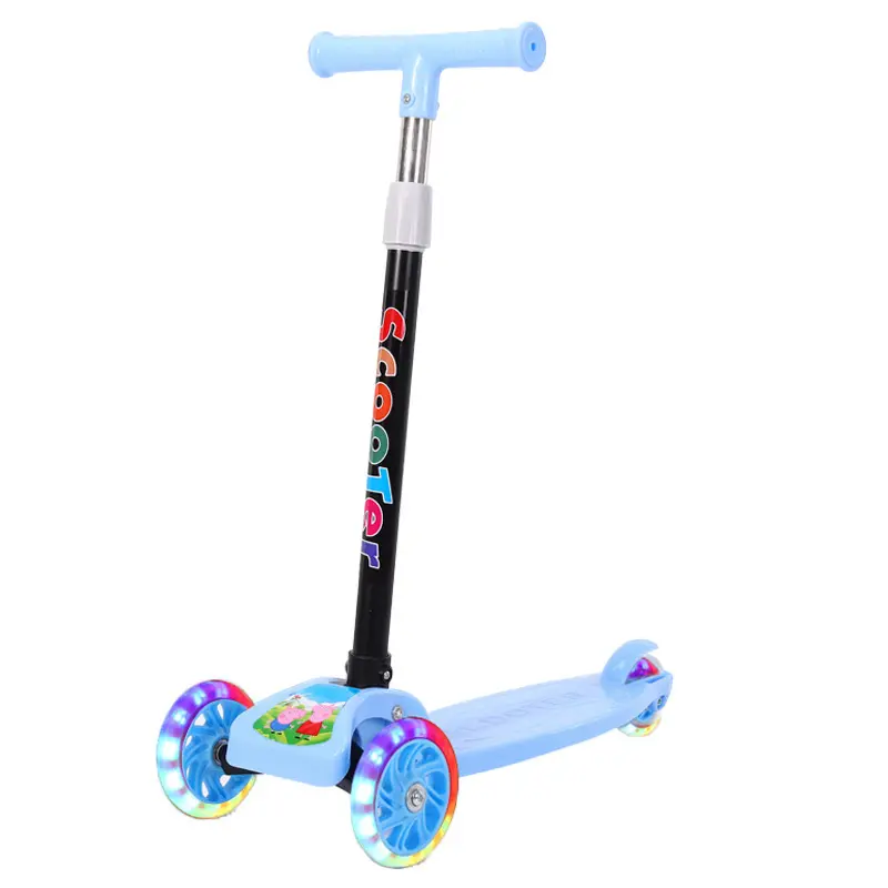 뜨거운 판매 수하물 스쿠터 어린이 PU LED 휠 킥 장난감 스쿠터 아기 조정 가능한 어린이 발 또는 2-8 세 어린이