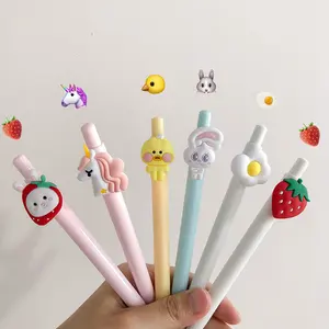 stationery Korean style lovely duck horse rabbit strawberry neutrals poached egg pen 0.5mm gel ink click press student pen