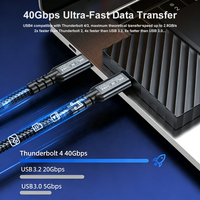 Cable USB5.0 80Gbps USB-C Macho a Macho Tipo-C con 240W 16K 8K 5K 60Hz Compatible con USB4.0 Thunderbolt 3/4/5 para PC
