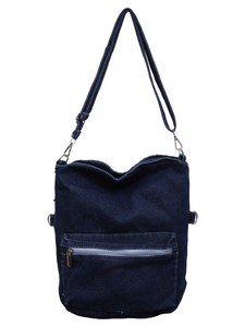 Shallow Indigo Vintage Ribbon Tote <b>Bag</b> for Female <b>College</b> Students-Retro Literary Style Crossbody ZIP Closure Portable Design - Product Image 4