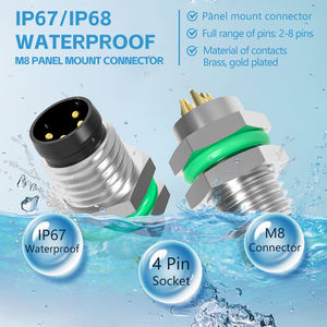 Connecteur de panneau circulaire à 4 broches mâle étanche IP67 IP68 à fixation frontale avec contacts à souder M8 - Product Image 6