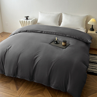 Housse de couette en polyester uni, douce pour la peau, toutes saisons, lavable et anti-boulochage