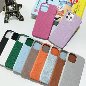 Pu Leather Pure Color Shockproof Phone Back Cover Case For Iphone 13 14 Pro Max Mini