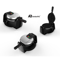 Anbolife NOUVEAU Gaufrier Électrique Rotatif 1200W de Haute Qualité pour Usage Domestique et Machine à Gâteaux Grands Format avec Fonction Grill