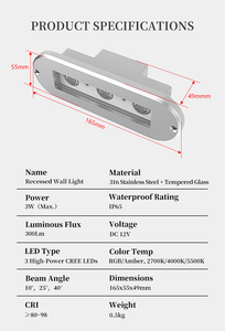 Lampe d'extérieur LED étanche IP65 en verre trempé DC12V pour hôtels haut de gamme, jardins et projets d'escaliers OEM ODM - Product Image 2