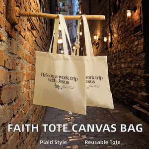 Bolsa de Lona con Diseño a Cuadros Inspirada en la Fe, Bolsa de Compras Reutilizable Personalizada Vintage para Mujer - Product Image 2