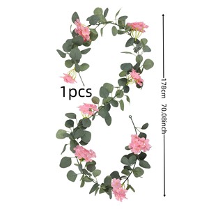 Artificial Hydrangea Vines 178cm White Pink Green Plastic <b>Wedding</b> Home Decor Indoor Ceiling Pipe Concealment - Product Image 4