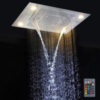 Panneau de douche de bain 600*800mm Pluie, Brume, Cascade, Rideau d'eau Fonction multiple Robinet de douche de bain LED