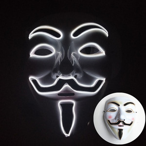Nouveau Halloween en forme de V Vendetta Fox et Santa Claus Screaming Masque lumineux en plastique noir pour décorations festives - Product Image 6