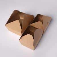 Boîte à lunch jetable haut de gamme, pliable, en kraft, pour emporter, avec languette, logo personnalisé OEM, vente en gros, boîte écologique biodégradable