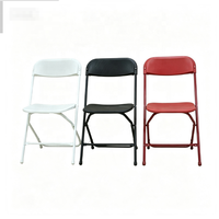 Chaise pliante portable d'extérieur en plastique blanc avec structure métallique pour événements, banquets et mariages