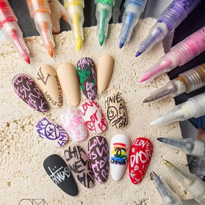 Bolígrafos de esmalte de uñas impermeables personalizados, rotulador de punta fina para dibujar uñas, bolígrafo de grafiti con tinta permanente - Product Image 2