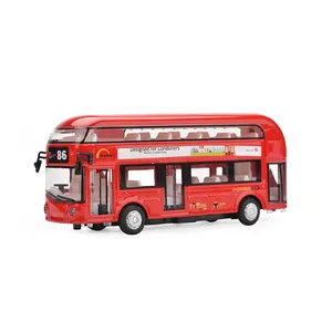 Bemay Brinquedo Presente Promocional Double Decker Diecast Liga Modelo Ônibus Metal Carro Brinquedo Personalizado Com IC