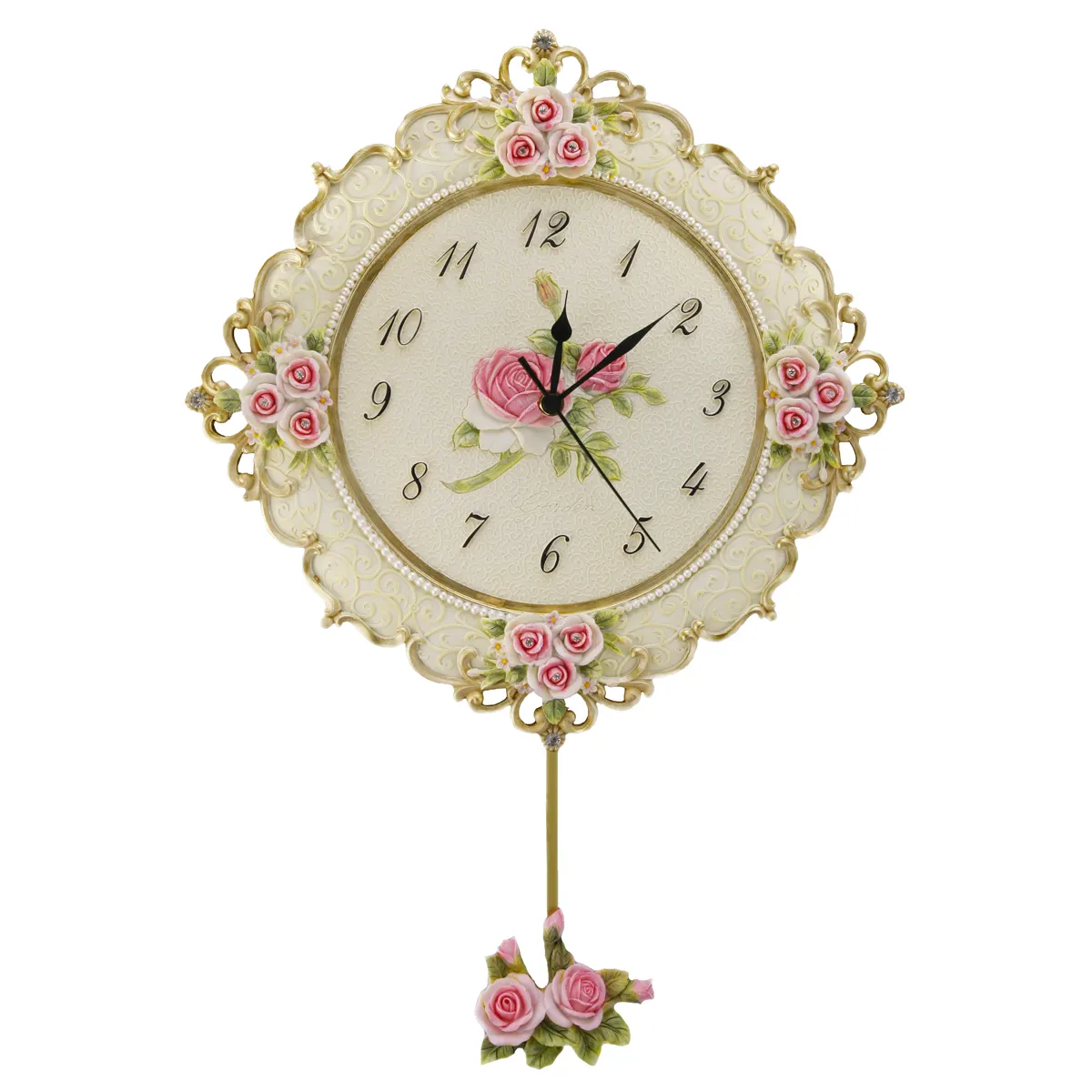 custom home decor Large Rose Fashion Rustic Vintage Resin Wall Clock