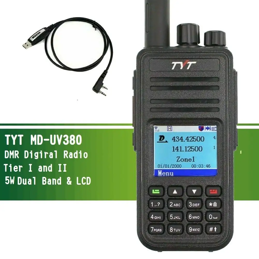 New TYT MD-UV380 DMR Digital Mobile Radio Dual Band UHF VHF AT-878 2 Way Radio walkie talkie