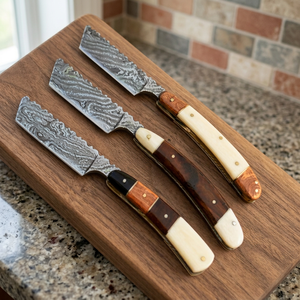 ASAP Economical Fixed-Blade Damascus Stainless Steel Shaving <b>Razor</b> Sustainable Wood Handle Multi-Use Personal Care <b>Men</b> Hotels - Product Image 1