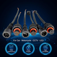 Kabel Adaptor Daya 3 Pin IP68 Tahan Air 3A, Konduktor Tembaga PVC, 1.5 Male Female, 12V untuk Mobil, Motor, CCTV, Peralatan LED