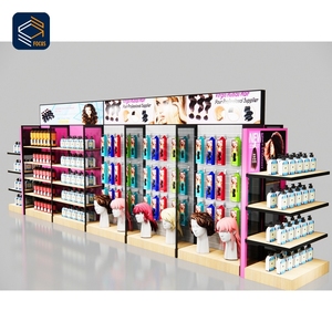 Vitrina de exhibición de pelucas de vidrio con puerta con cerradura, múltiples estantes y cajones, combinación de vitrina para extensiones de cabello, para galería - Product Image 2