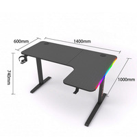 Vente chaude en forme de L RGB Éclairage Bureau de jeu Bureau d'ordinateur en bois moderne personnalisable avec surface en carbone directement de l'usine