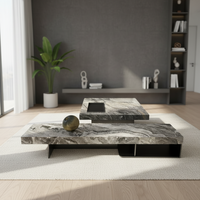 Meuble TV en pierre italienne, table basse minimaliste nordique, ensemble de meuble TV mural suspendu en marbre haut de gamme, style luxe léger