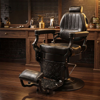 Fauteuil de Barbier Moderne Réglable et Inclinable en Cuir Noir pour Salon de Coiffure et Studio de Beauté (Vente en Gros)