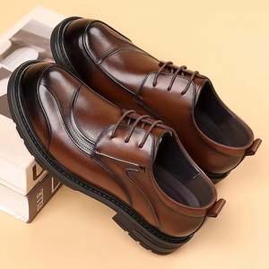 <span class=keywords><strong>Chaussures</strong></span> habillées en cuir véritable pour hommes, en cuir <span class=keywords><strong>de</strong></span> vachette première couche, à bout large, pour le quotidien, avec fermeture à lacets, idéales pour l'automne - Product Image 1