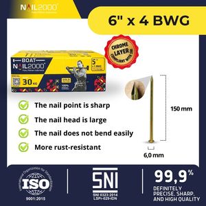 Superior <b>6</b>-Inch Gold Zinc Plated Rectangular Shank Anchors with High-Torque Head for Heavy Timber <b>Framing</b> - Product Image 2