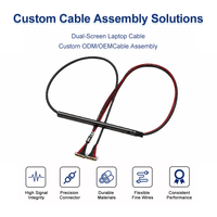 Câble LVDS à double connecteur, assemblage 30 broches, pas de 0,5 mm, faisceau de câbles micro-coaxiaux 40AWG pour écran LCD double d'ordinateur portable, personnalisé OEM