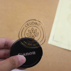 Rouleau d'autocollant de logo Transparent <span class=keywords><strong>fantaisie</strong></span>, impression d'autocollant transparent adhésif d'estampage de feuille d'or - Product Image 4