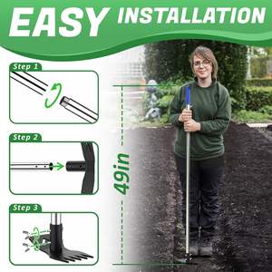 Weed Puller Tool mit langem Griff 60 "Manuelles Weeder-Entferner-Werkzeug 2 in 1 Hand Weed Rake und Garden Hoe für die Gartenarbeit - Product Image 2