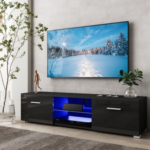 Mueble de <span class=keywords><strong>TV</strong></span> Moderno de Lujo Estilo Antiguo con Luz LED Negra de <span class=keywords><strong>75</strong></span> Pulgadas, Consola de Radio, Soporte <span class=keywords><strong>para</strong></span> Televisor de 65 Pulgadas - Product Image 2