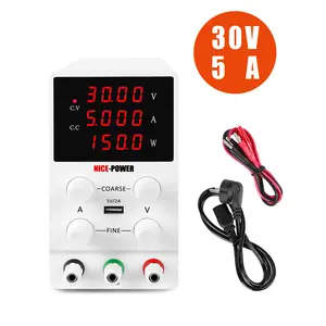 Nice Power SPS305 30V 5A White Digital High Powered Lab Bench Adjustable Variable DC Power Supply