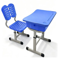 Ensemble table et chaise pour étudiant, bureau d'étude à hauteur réglable avec système à vis ou manivelle et panier de rangement en option