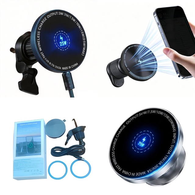 Efficient 15W 25W Magnetic Phone Holder Magnet Style Charger Wireless with Advanced Heat Dissipation for iPhone 17 16 Samsung