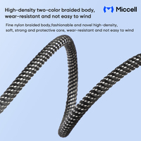 Câble de charge rapide Miccell PD 240W 5A Type-C avec alliage d'aluminium et matériau en nylon pour ordinateur