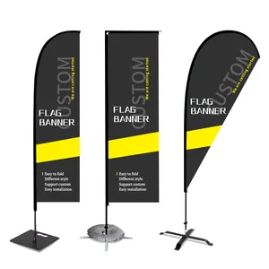 Nuoxin New Products 2024 Guangdong Large Event Happy Anniversary Phone Logo Beach Banner Teardrop Feather Flag with Pole Stick