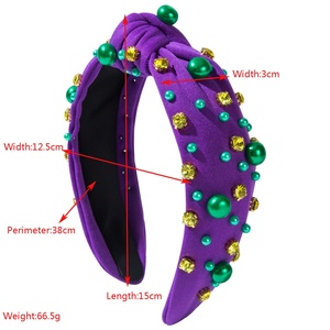 Diadema de ala ancha estilo europeo-americano con nudo de tela y pedrería de Papá Noel y árbol de Navidad para mujer, superventas - Product Image 4