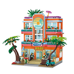 MORK 20125 1612PCS Miami <span class=keywords><strong>Hotel</strong></span> Building Block Brick Set Model <span class=keywords><strong>MOC</strong></span> Technical Toy Plastic Festival Gift - Product Image 1