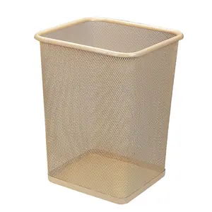 Metal Mesh Trash Can Without Lid Wrought Iron Trash Bin for Home and Office