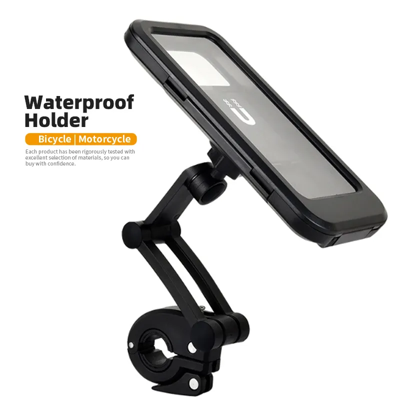 直接販売マルチサイズ互換性防水オートバイ電話ケースタッチスクリーン付き360度自転車電話ホルダー