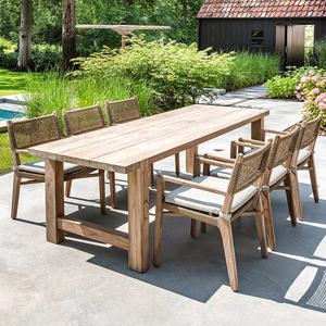 Moderno di lusso in legno di Teak massello tavolo da <span class=keywords><strong>giardino</strong></span> <span class=keywords><strong>Set</strong></span> cuscino impermeabile all'aperto tavolo <span class=keywords><strong>e</strong></span> sedia <span class=keywords><strong>Set</strong></span> per cortile - Product Image 1