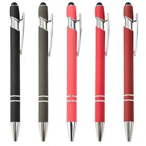 Stylo à bille en métal durable avec pointe tactile en caoutchouc souple, cadeaux de bienvenue, activités promotionnelles, impression de logo personnalisée sur sérigraphie - Product Image 5