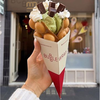 Disposable Hot Food Grade Paperboard Triangle Ice Cream Packaging Pizza Egg Bubble Waffle Packing Holder Paper Crepe Cone