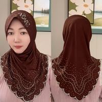 Turban élégant pour femmes musulmanes avec strass, hijab extensible en velours de cristal de haute qualité, doux et confortable pour le quotidien