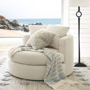 Sillón giratorio individual moderno, silla de sofá redonda giratoria con tapicería de <span class=keywords><strong>tela</strong></span> tecnológica para dormitorio, oficina o sala de estar - Product Image 6